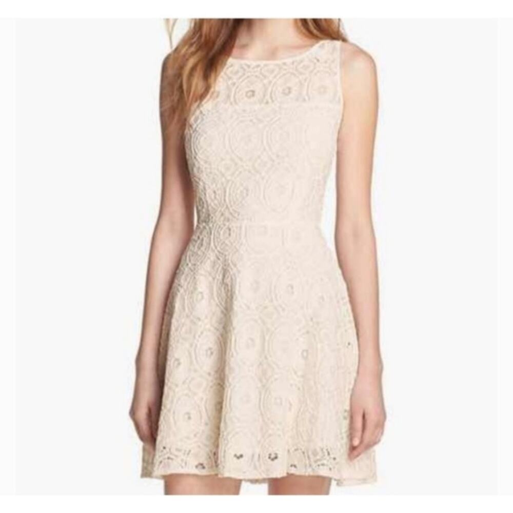 BB Dakota Renley Crochet Dress Ivory Fit Flare 4